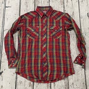 Vintage 80s Chute Plaid Western Pearl Snap Button Down Shirt